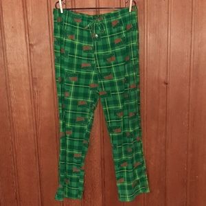 Mountain Dew Men's XL Green Plaid Fleece PJ Pants